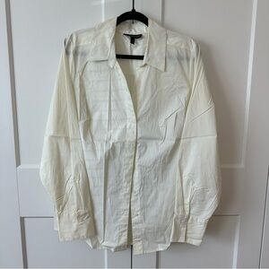 Lane Bryant Cream Off-White Tailored Button-Up Dress Shirt, size 16